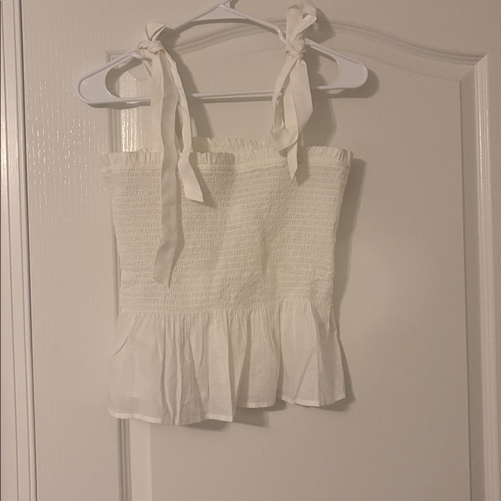 J. Crew White Camisole with Tie Straps